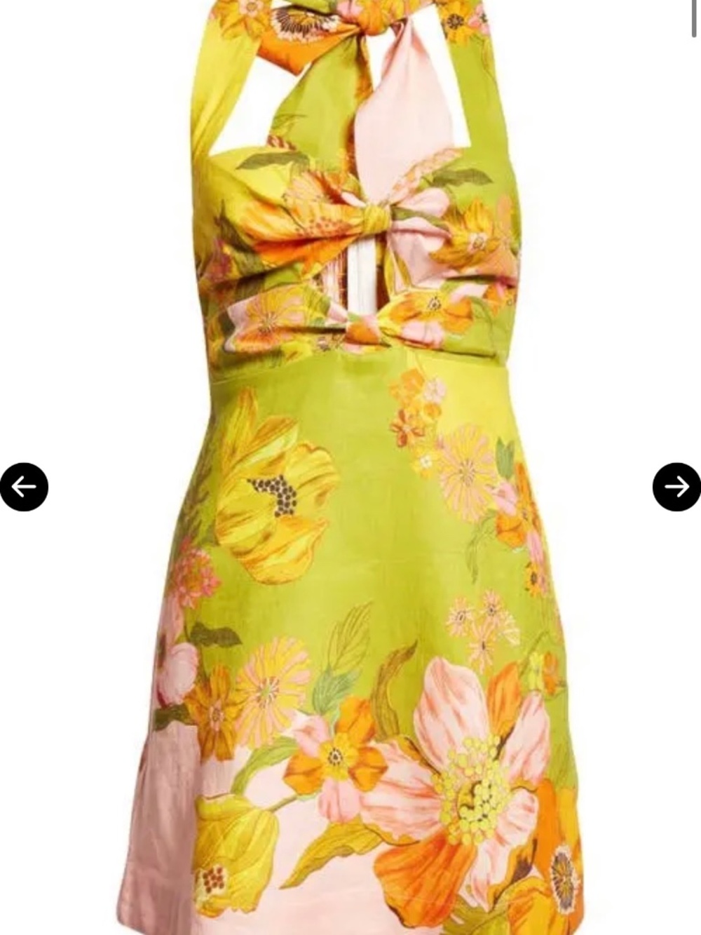 Alemais Silas Floral Halter Mini Dress in Green and Pink